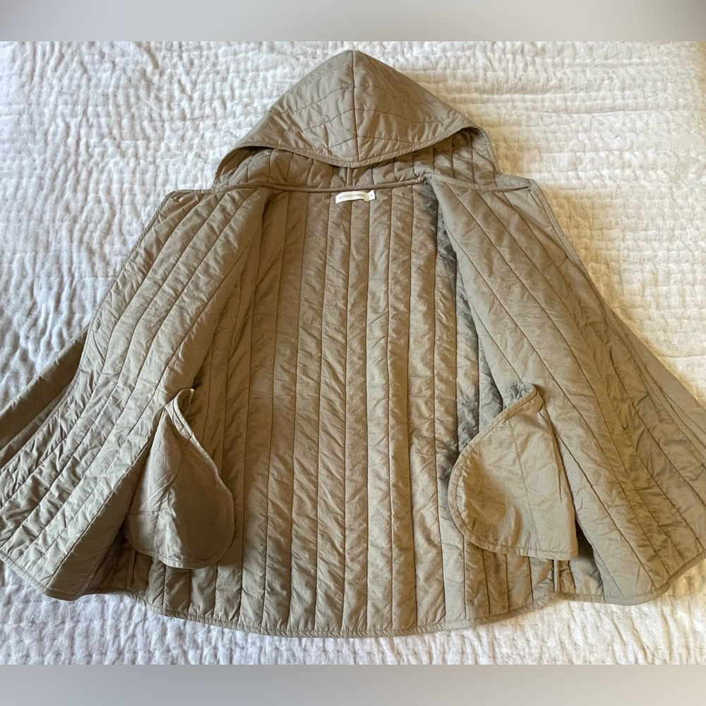 MICAELA GREG The Straight Quilt Jacket in Faded Olive Hooded Coat Cotton Size M - Picture 9 of 16